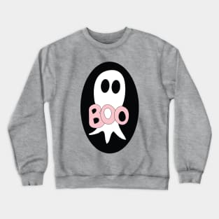 Cute Halloween ghost cartoon with BOO text Crewneck Sweatshirt